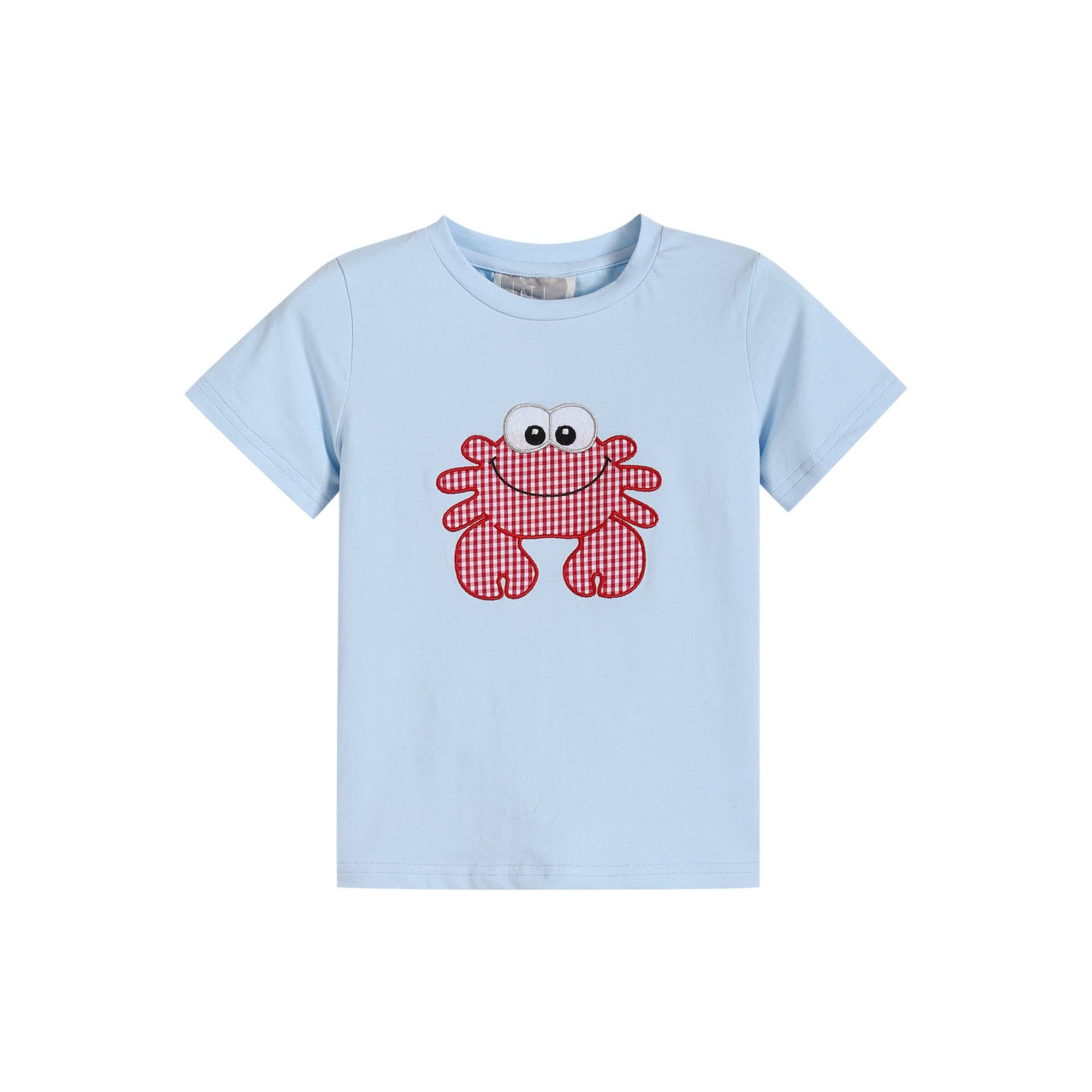 Blue Crab Shirt and Red Gingham Shorts Set: 4T