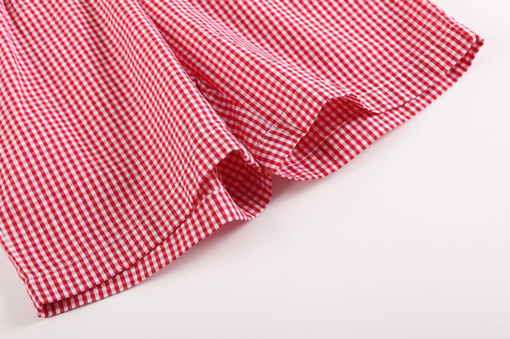 Blue Crab Shirt and Red Gingham Shorts Set: 4T