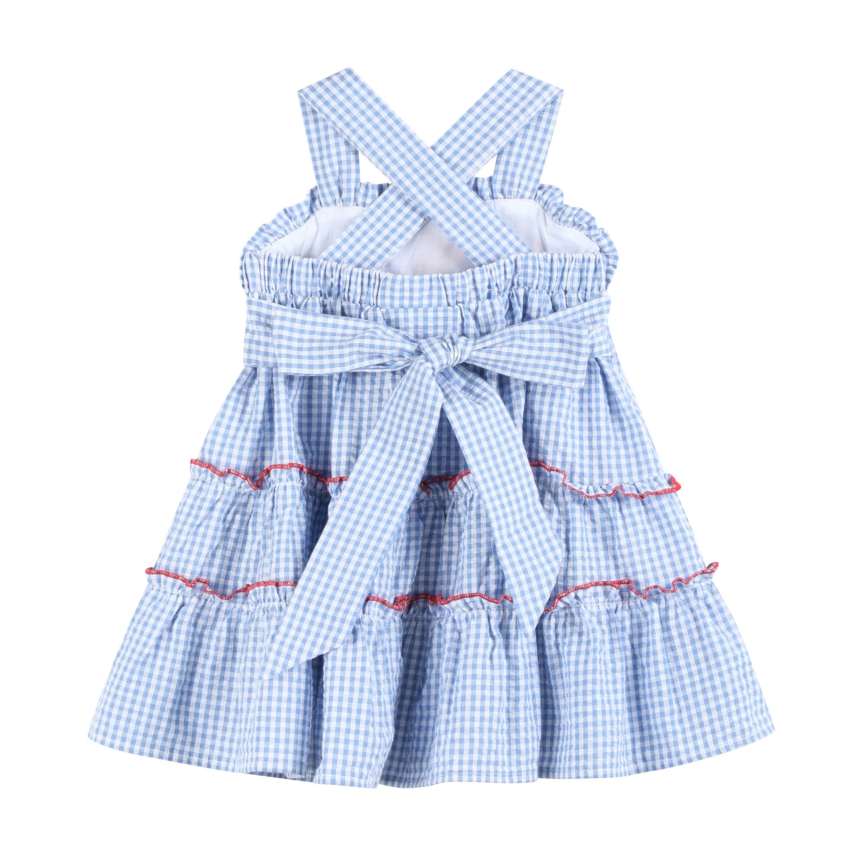 Blue Gingham Crawfish Layered Sundress: 18-24M