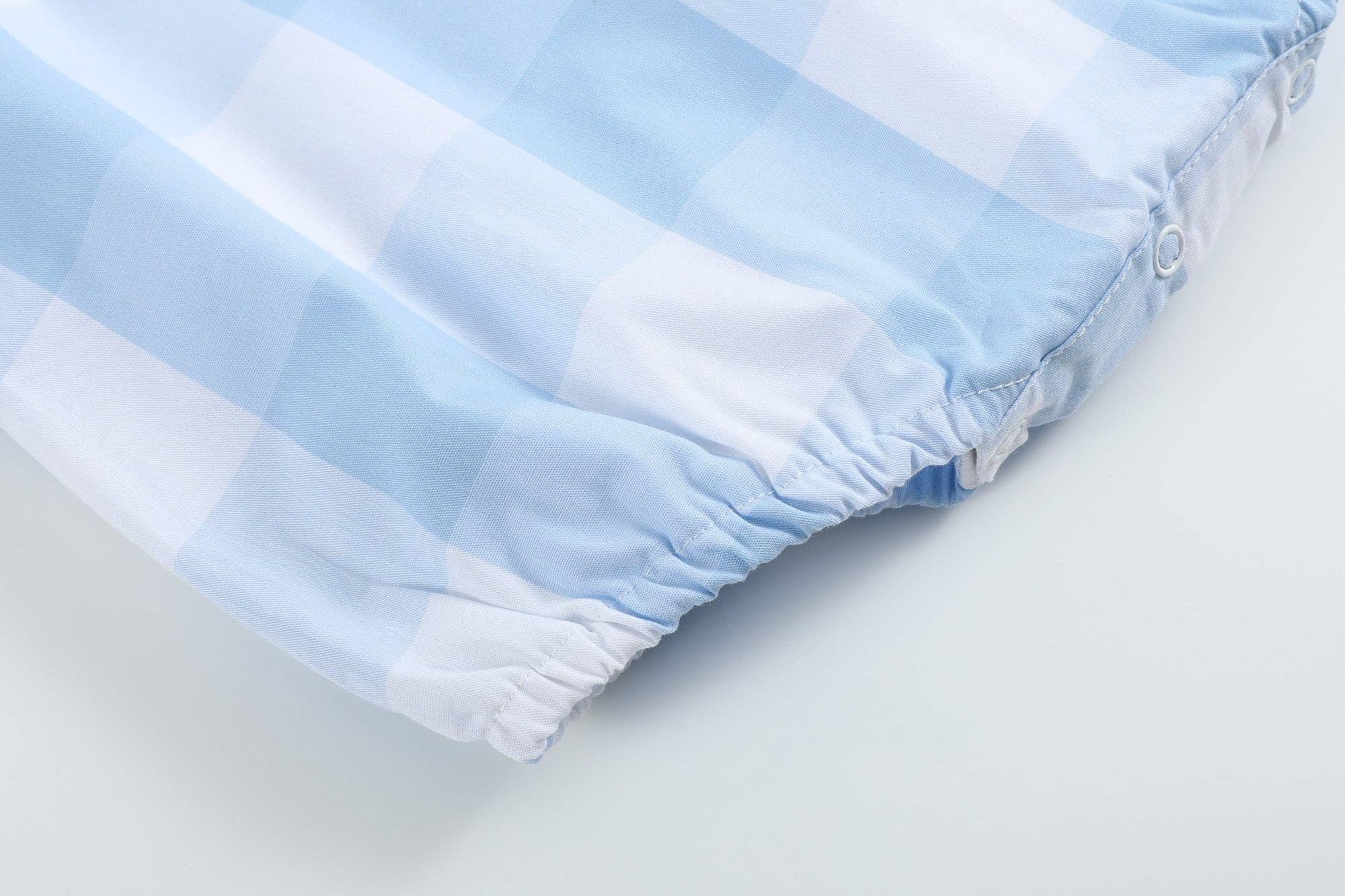 Large Blue Check Bubble Romper: 12-18M