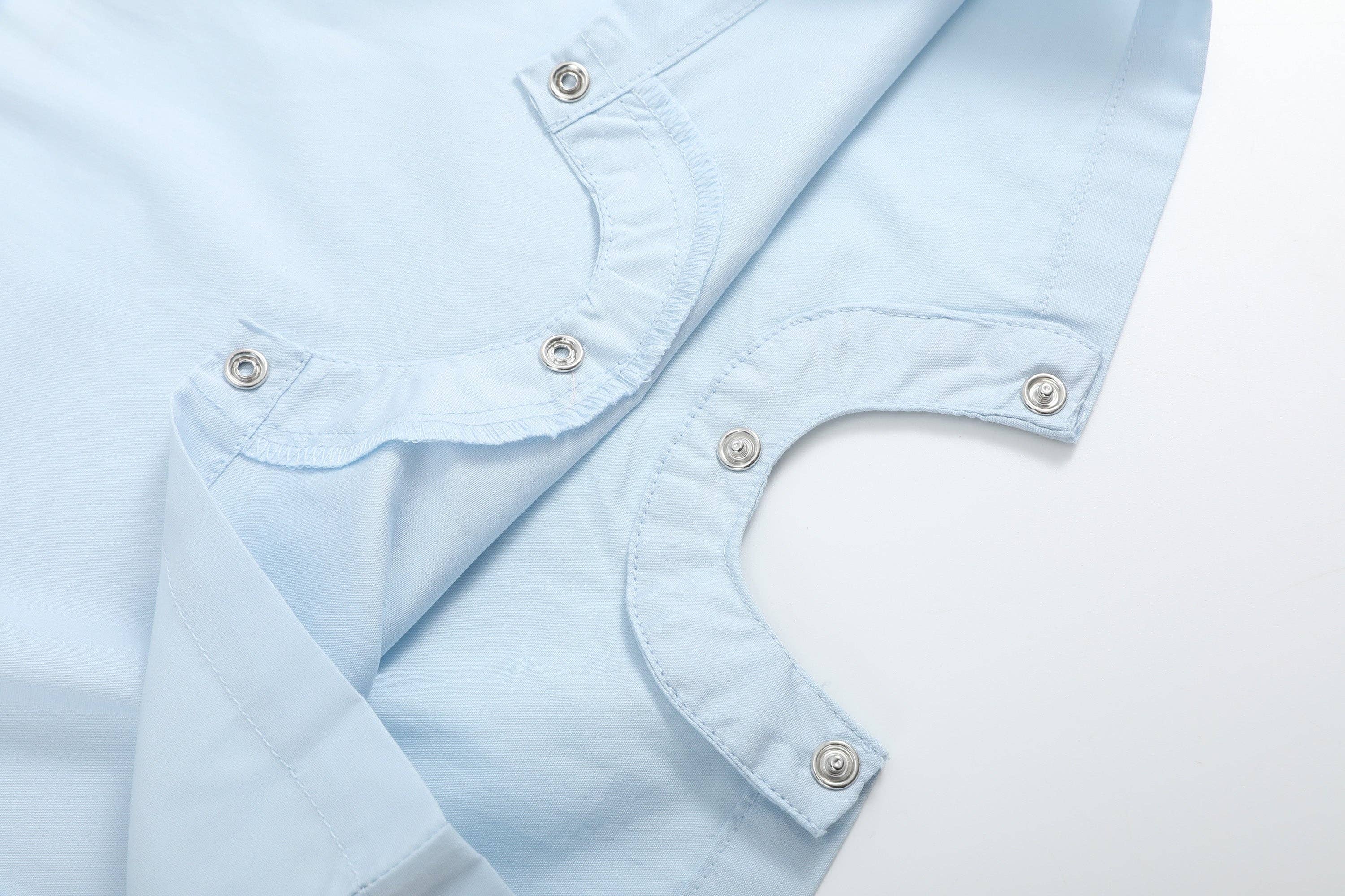 Light Blue USA Flag Smocked Shortalls: 3-6M