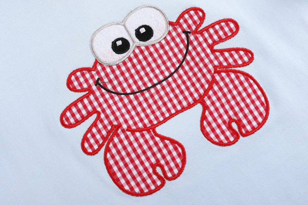 Blue Crab Shirt and Red Gingham Shorts Set: 4T