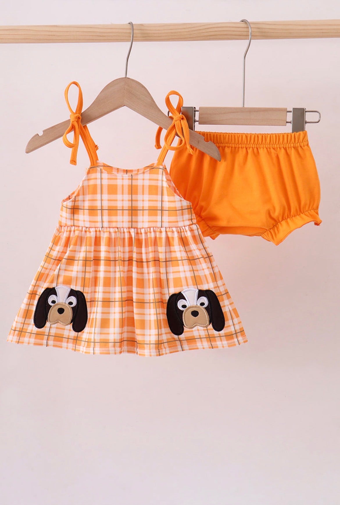 9 months applique plaid bloomer set