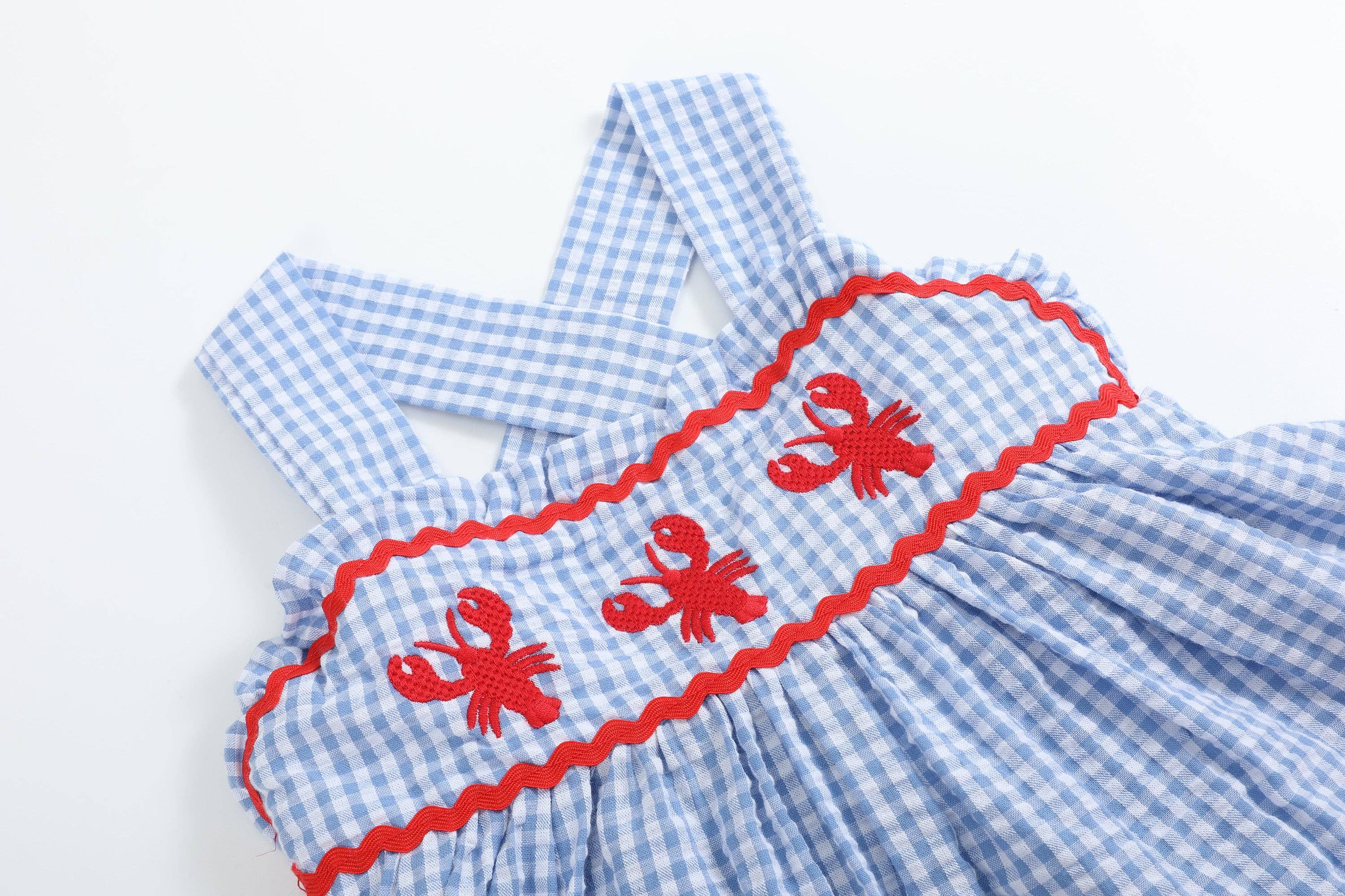 Blue Gingham Crawfish Layered Sundress: 18-24M