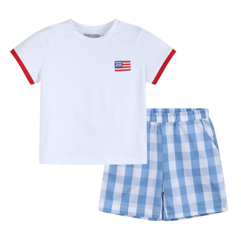 Red, White and Blue Shirt and Shorts Set: 2T
