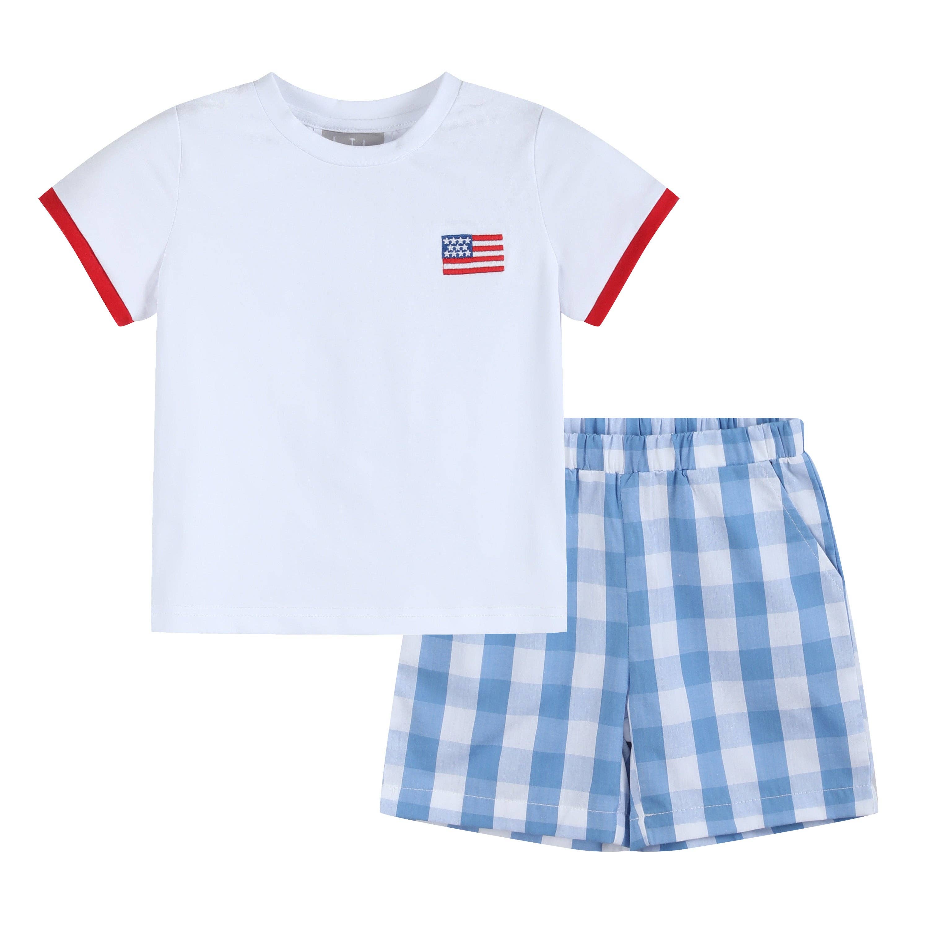 Red, White and Blue Shirt and Shorts Set: 2T