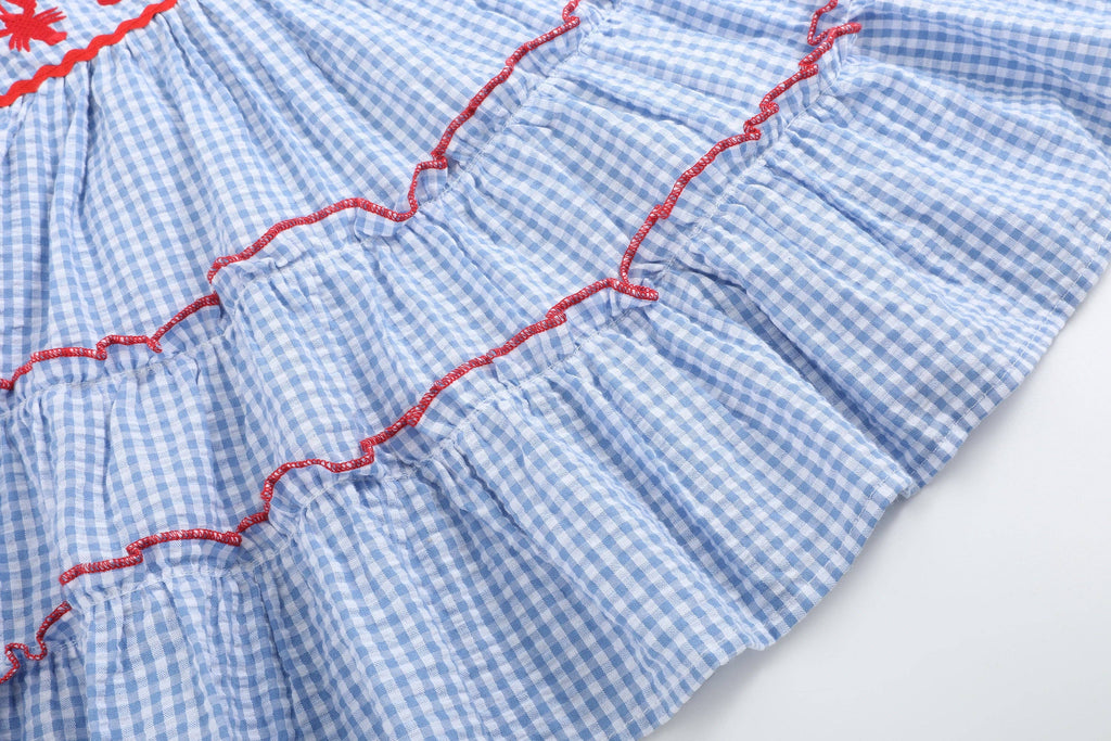 Blue Gingham Crawfish Layered Sundress: 18-24M